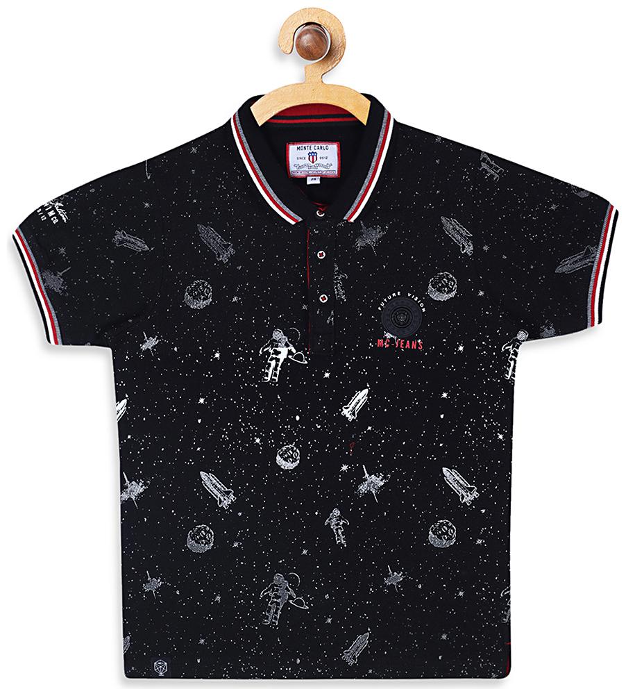 

Monte Carlo Boy Cotton blend Printed T-shirt - Black