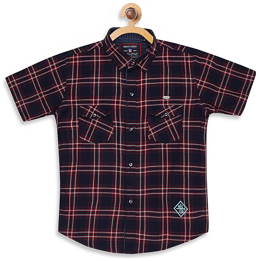

Monte Carlo Boy Cotton Checked Shirt Black
