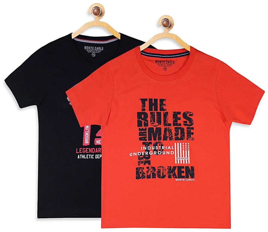 

Monte Carlo Boy Cotton blend Printed T-shirt - Black Orange
