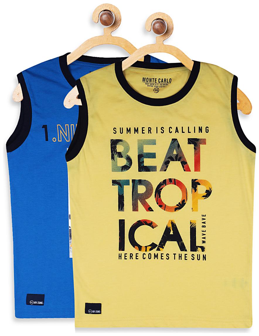 

Monte Carlo Boy Cotton blend Printed T-shirt - Blue Yellow