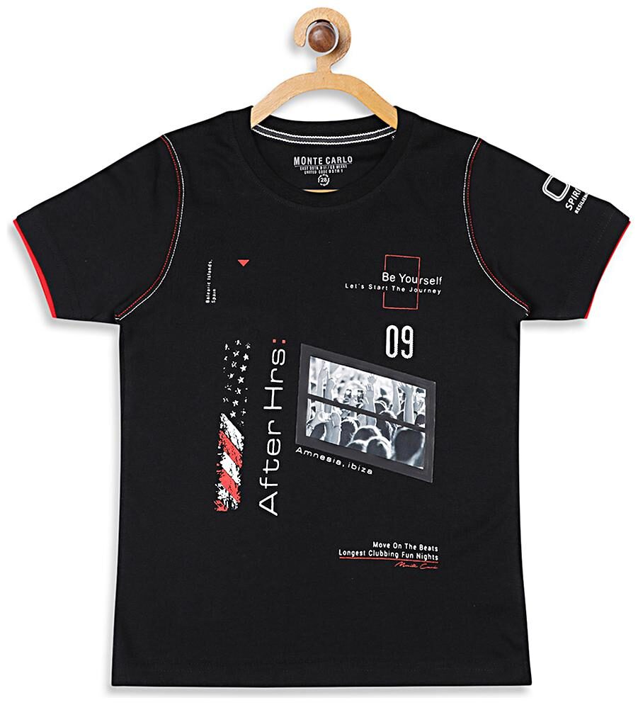 

Monte Carlo Boy Cotton blend Printed T-shirt - Black