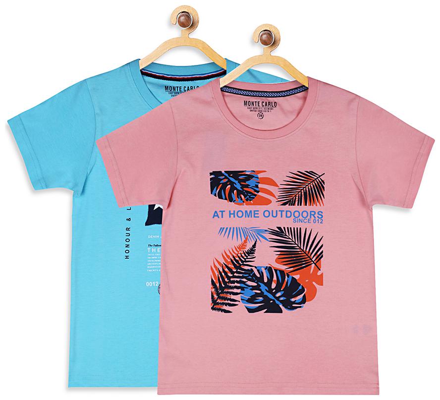

Monte Carlo Boy Cotton blend Printed T-shirt - Pink Blue