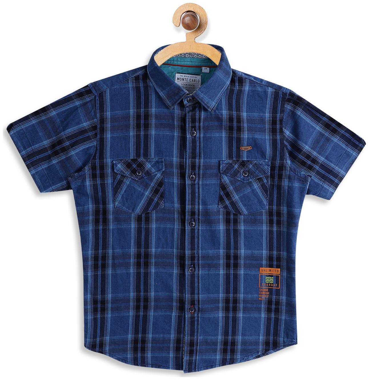 

Monte Carlo Boy Cotton Checked Shirt Blue