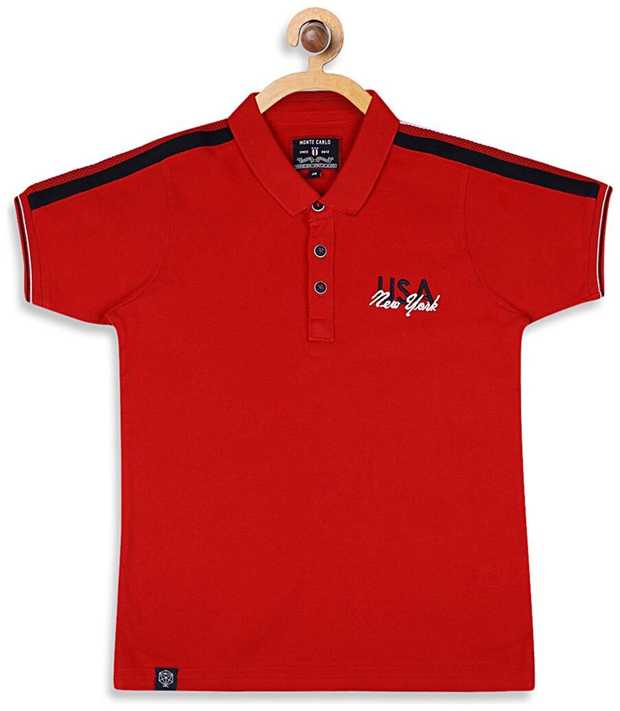 

Monte Carlo Boy Cotton blend Solid T-shirt - Red
