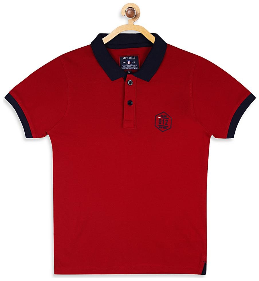 

Monte Carlo Boy Cotton blend Solid T-shirt - Maroon