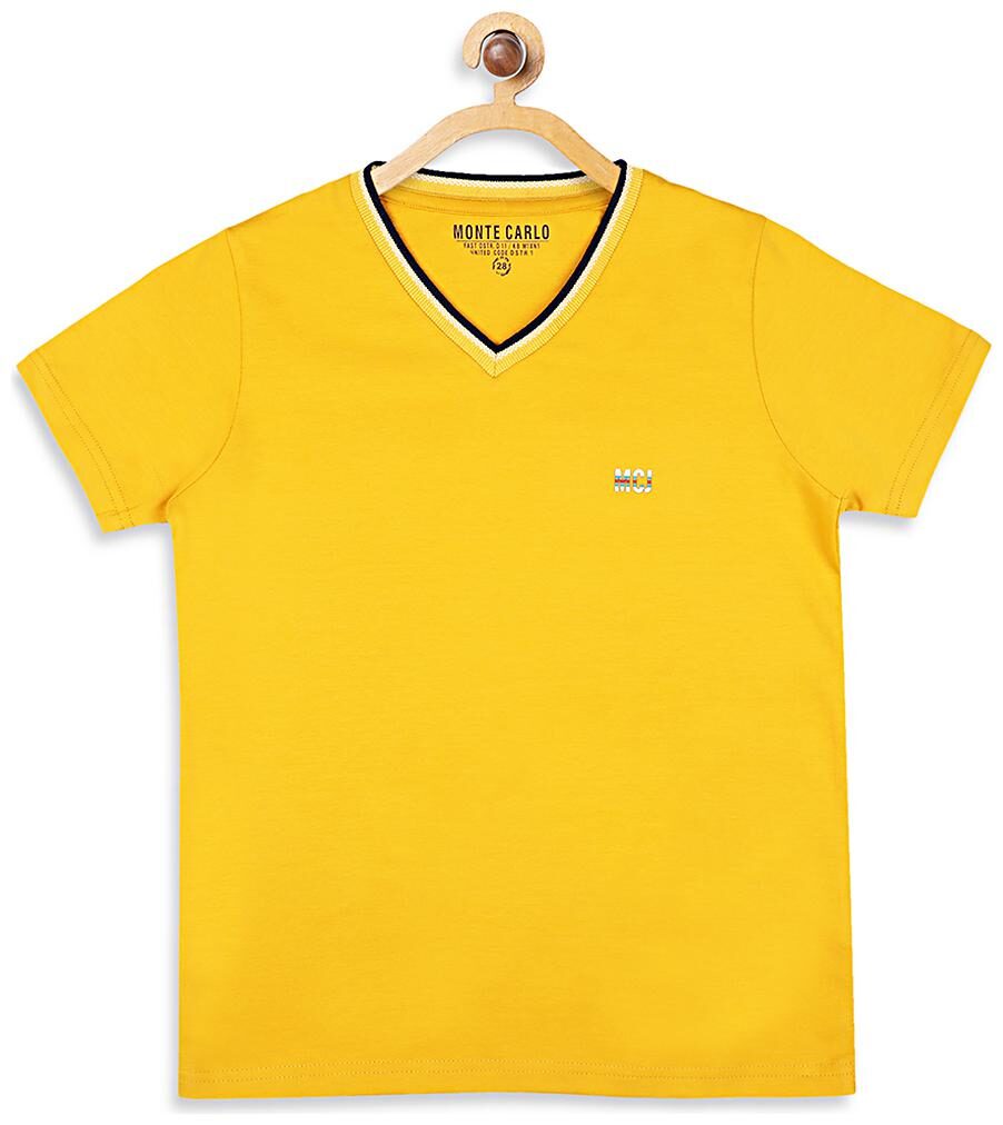 

Monte Carlo Boy Cotton blend Solid T-shirt - Yellow