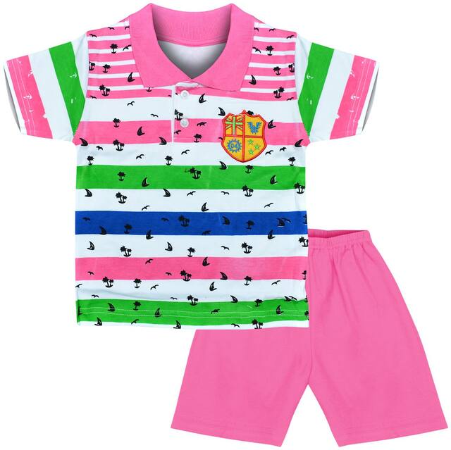 MOTUS Cotton Striped Top & Bottom Set - Pink