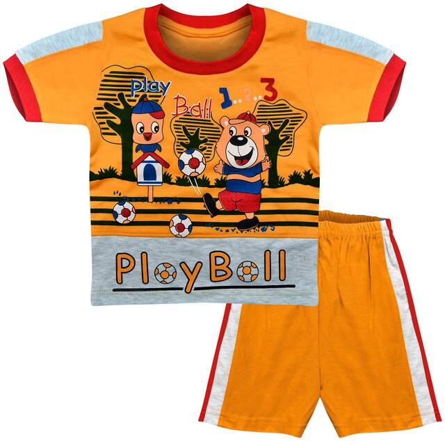 MOTUS Cotton Printed Top & Bottom Set - Yellow