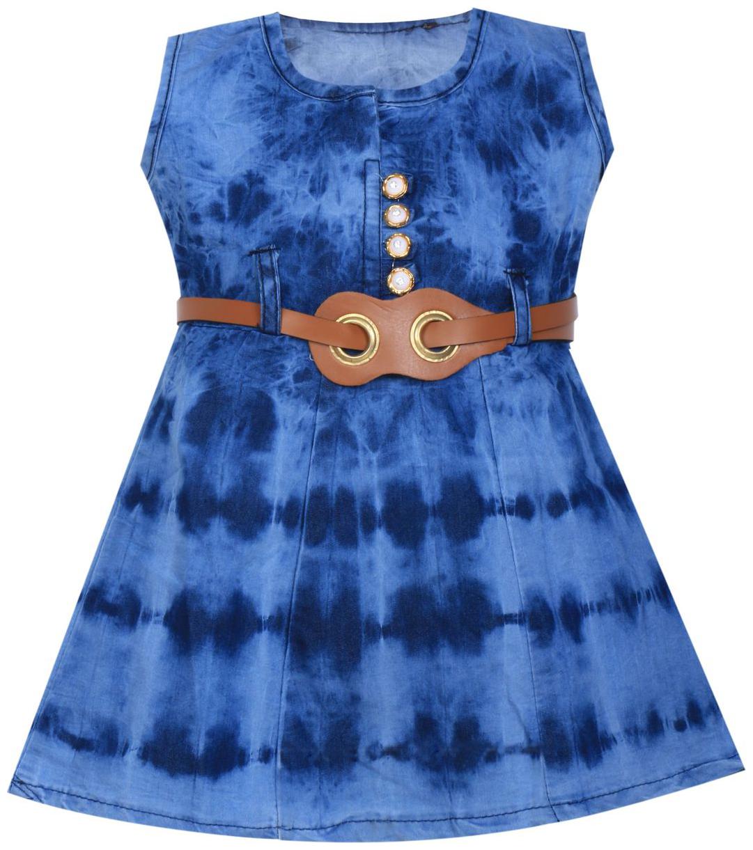 

BENKILS Baby girl Denim Solid Princess frock - Blue