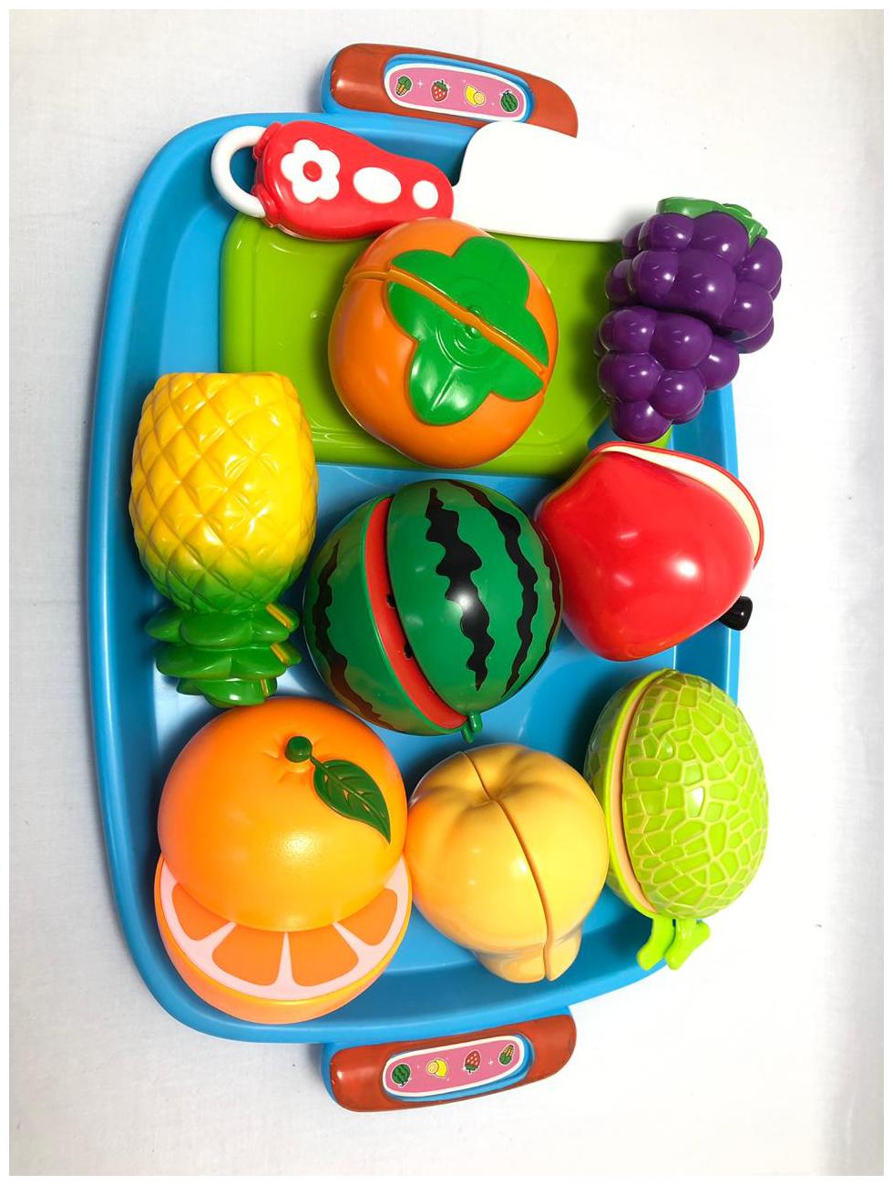 

Mubco Realistic Sliceable Fruits Cutting Play Toy Set Can Be Cut in 2 Parts Multi- Color 11 pcs