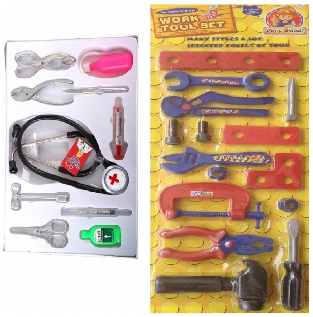 

Multicolor Work Tool Set With Doctor Play Set For Kids