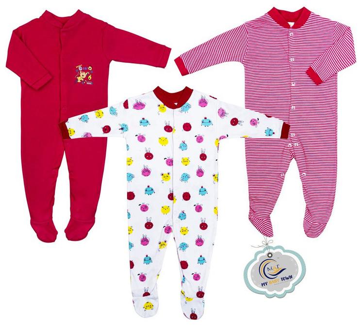 

MY BABY TOWN Unisex Cotton Printed Romper - Pink