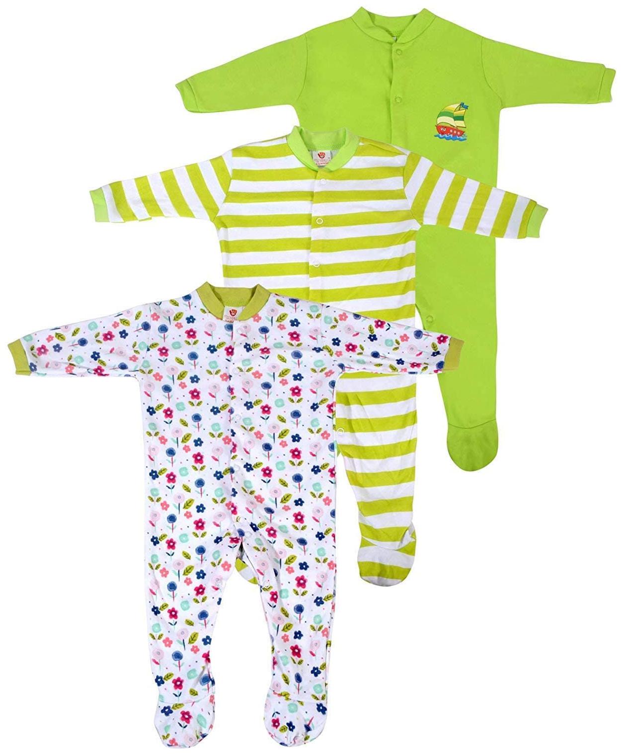 

MY BABY TOWN Unisex Cotton Printed Romper - Green
