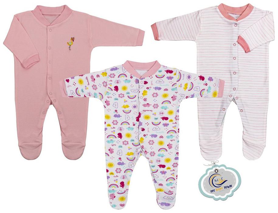 

MY BABY TOWN Unisex Cotton Printed Romper - Pink