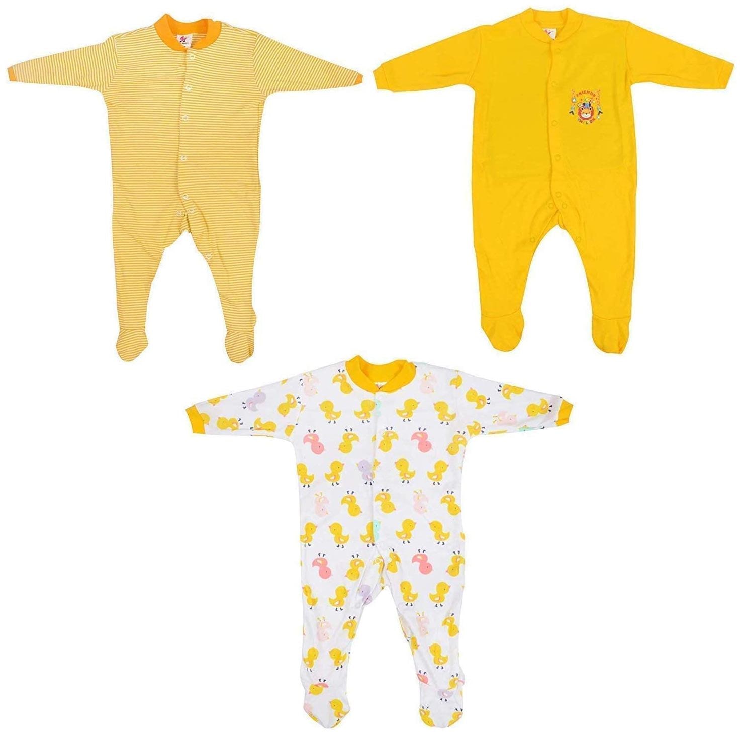 

MY BABY TOWN Unisex Cotton Printed Romper - Yellow