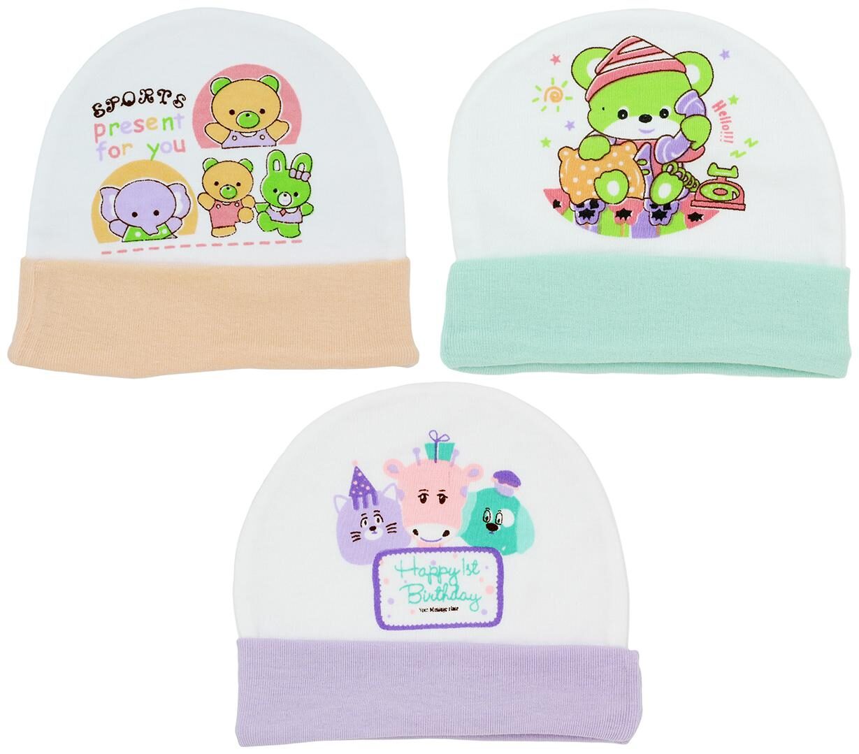

Neska Moda Baby Boys And Girls Multicolor Cap For 0 To 18 Month Pack Of 3 KC2