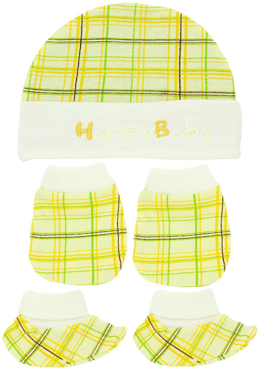 

Neska Moda Baby Yellow Mittens Cap with Booties Set 3 pcs (0-6 Months)-MT99