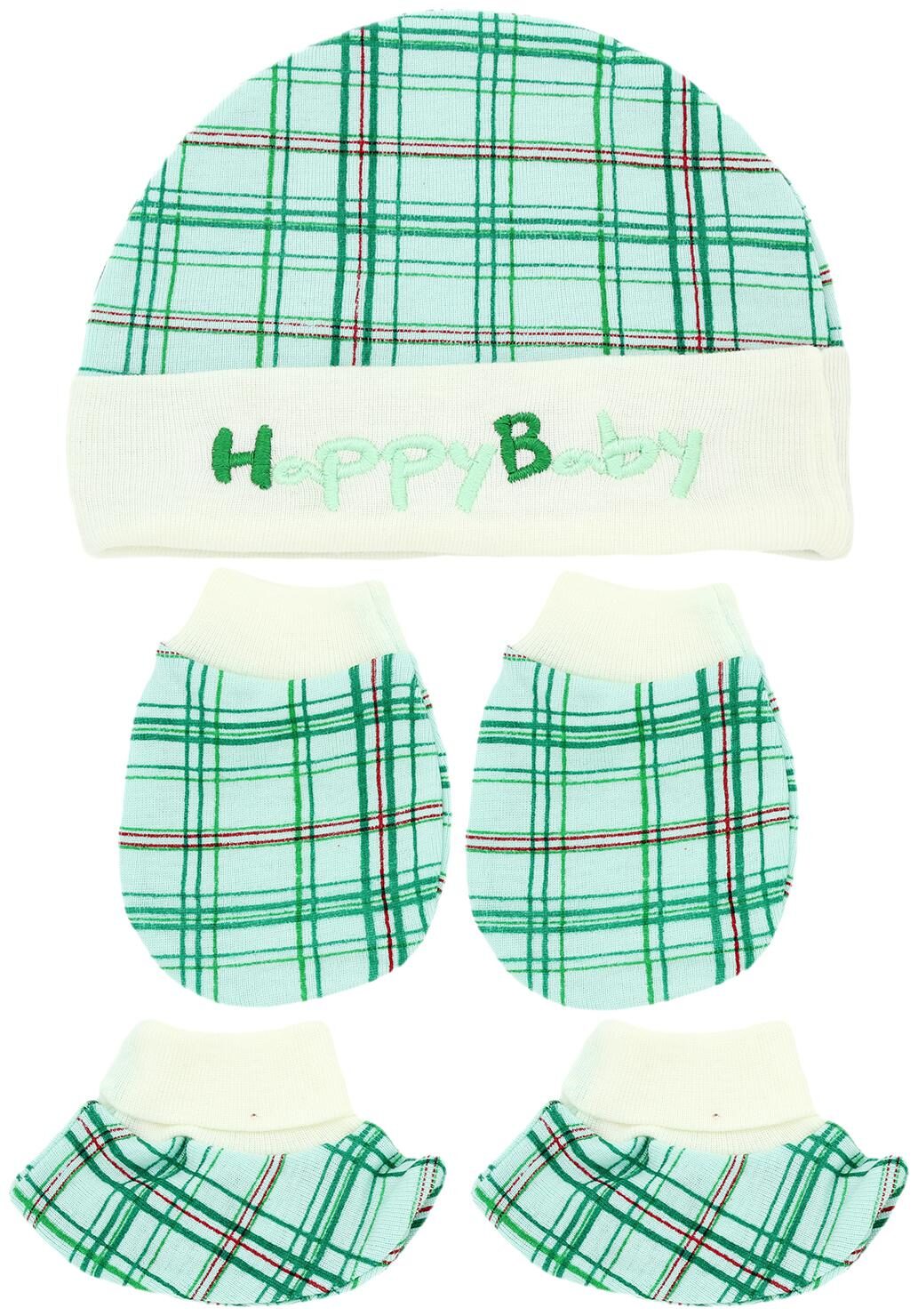 

Neska Moda Baby Green Mittens Cap with Booties Set 3 pcs (0-6 Months)-MT96