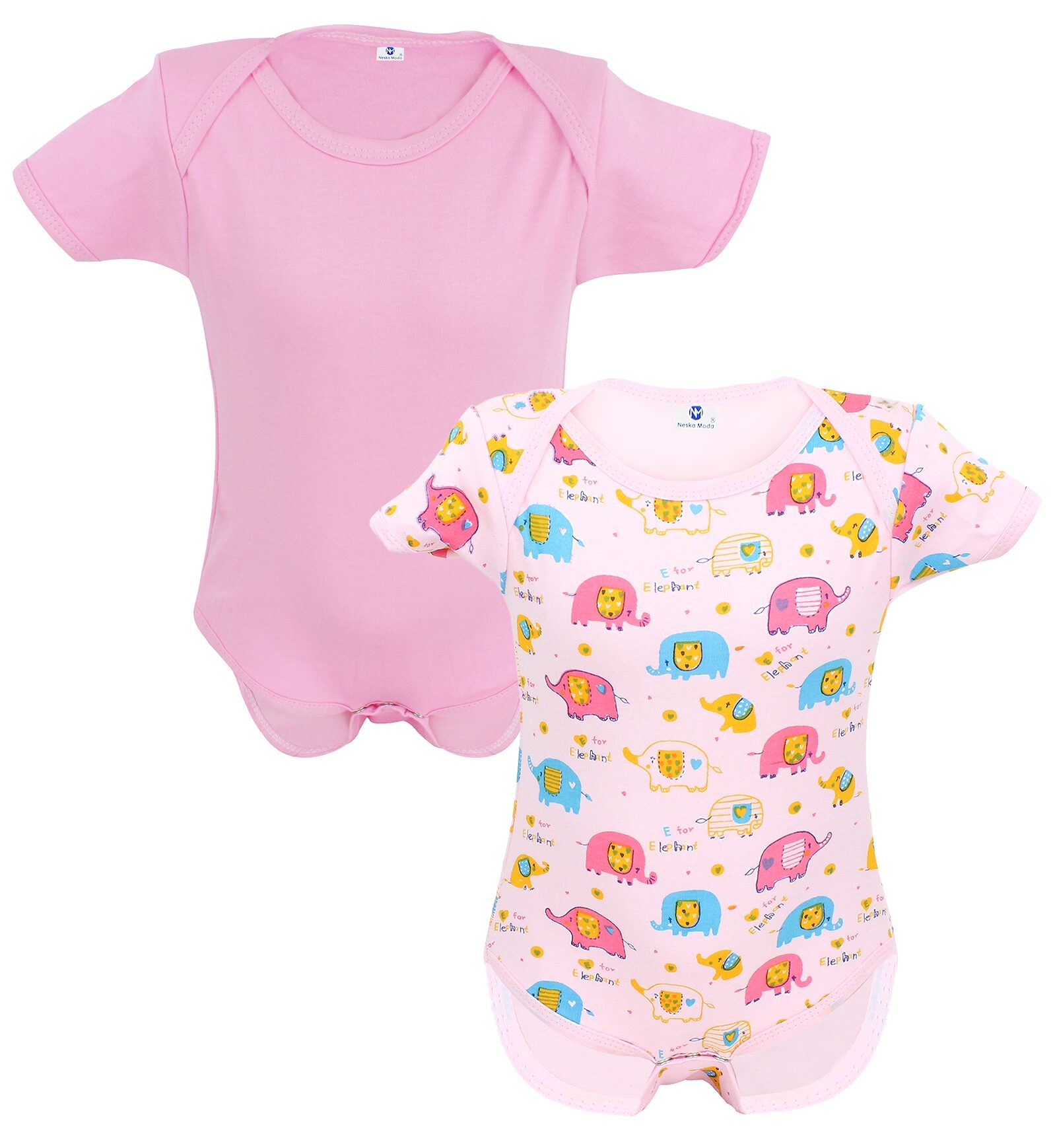 

Neska Moda Unisex Cotton Solid Body suit - Pink