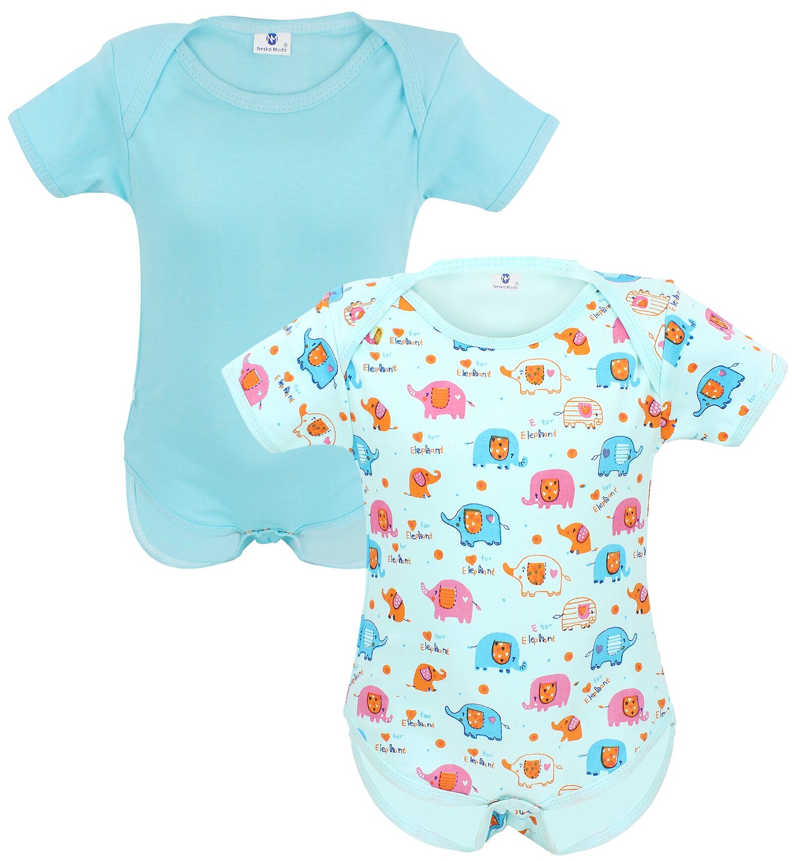 

Neska Moda Unisex Cotton Solid Body suit - Blue