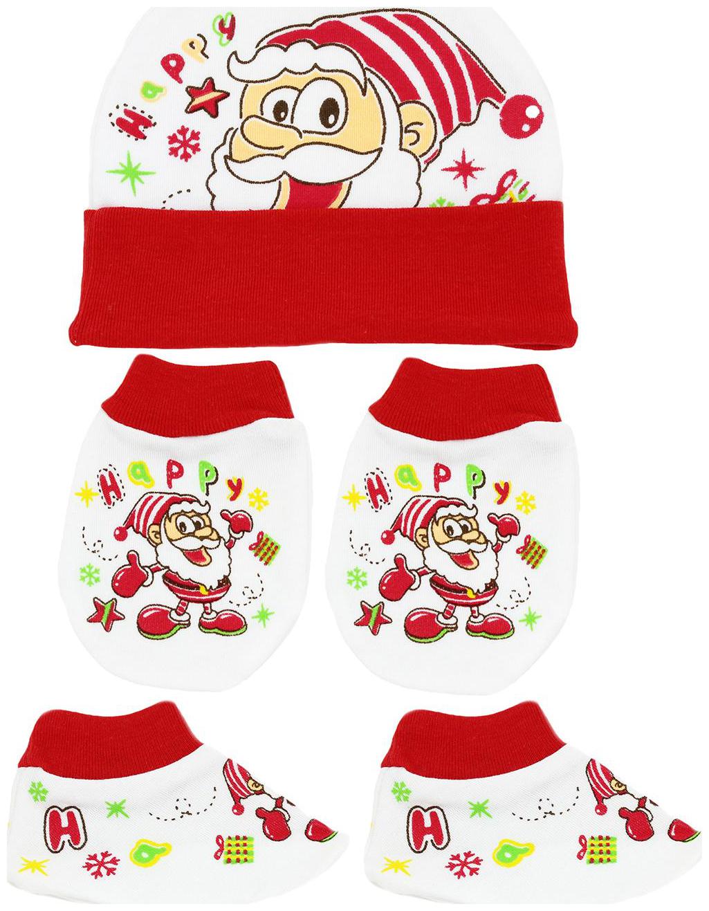 

Neska Moda Baby Red Mittens Booties with Cap Set 3 pcs Combo (0-6 Months)-MT68