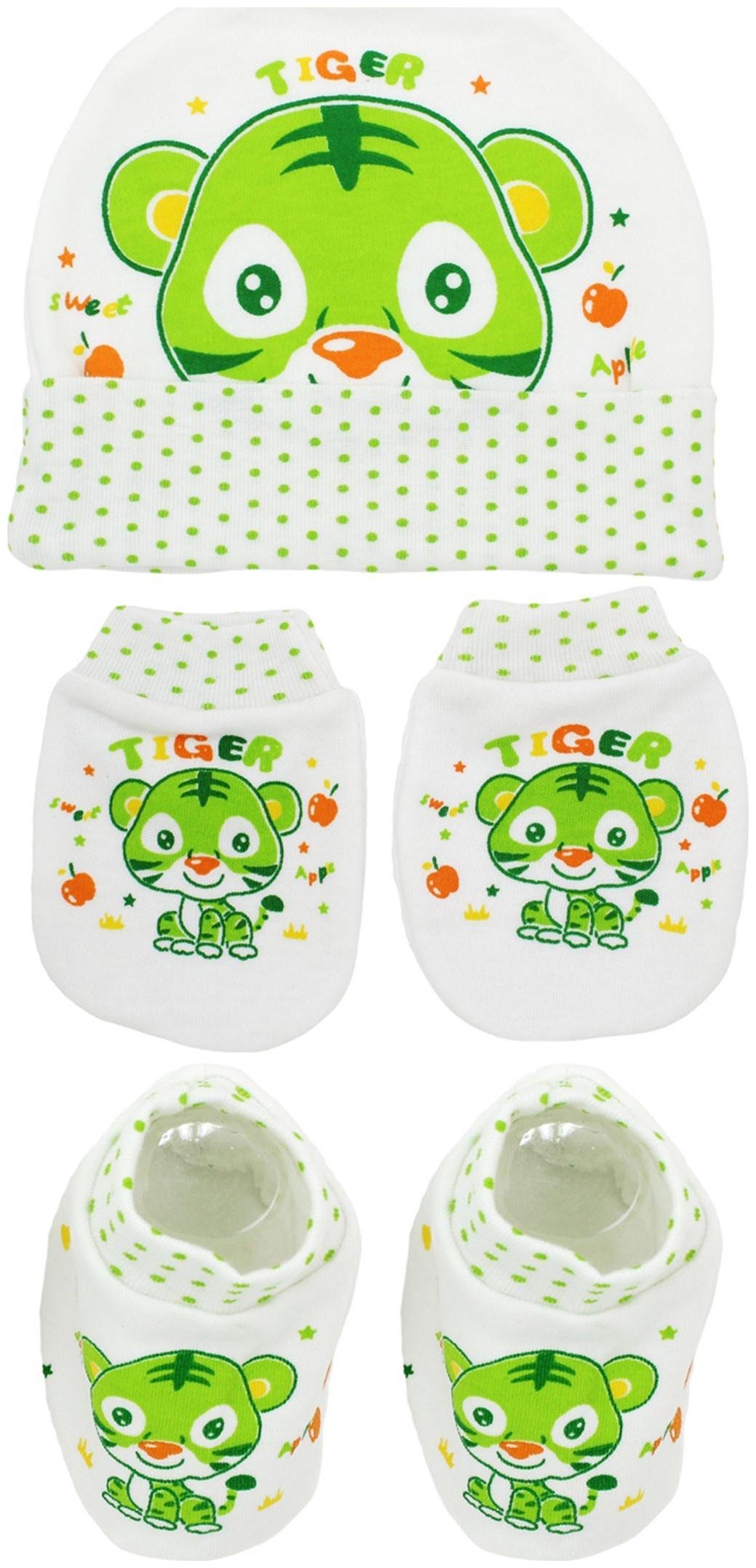 

Neska Moda Baby Green Mittens Booties with Cap Set 3 pcs (0-6 Months)