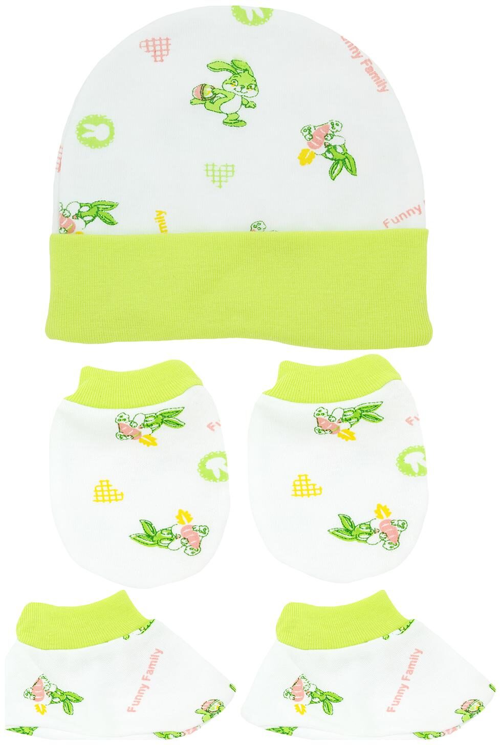 

Neska Moda Baby Green Mittens Cap with Booties Set 3 pcs (0-6 Months)-MT62