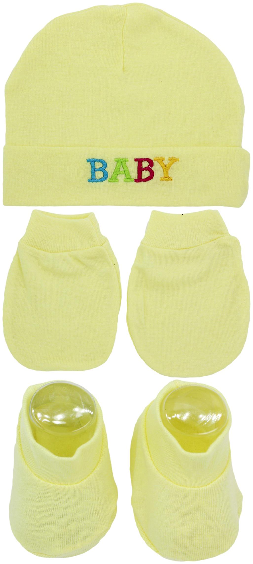 

Neska Moda Baby Yellow Mittens Booties with Cap Set 3 pcs (0-6 Months)