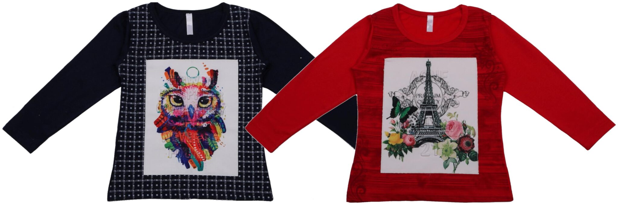 

Neuvin Girl Cotton Printed T shirt - Blue Red
