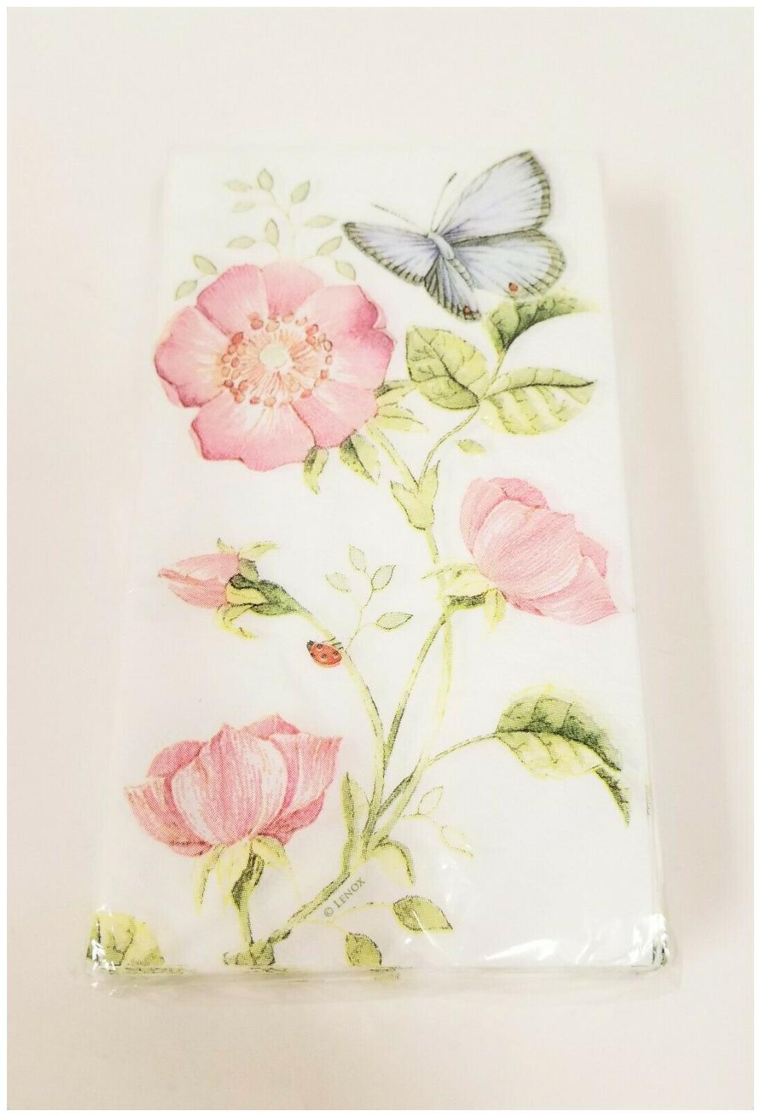 

NEW 32 PC LENOX BUTTERFLY MEADOW PINK GIBSON PAPER DINNER LUNCH NAPKINS