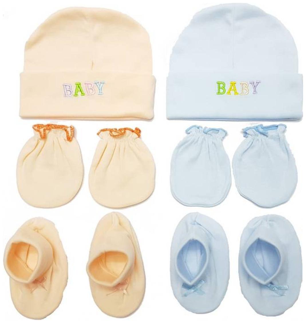 

NEW BORN BABY S CAP MITTEN AND BOOTIES SET