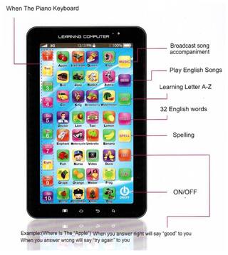 New English Learning Educational Mini Tablet toy for Kids