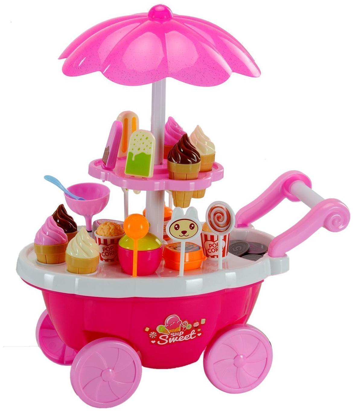

New Toy Cheahr Enterprise Ice Cream Kitchen Play Cart Kitchen Set Toy with Lights and Music (multicolor)