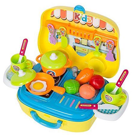 

New Toy chehar Enterprise latest Kid Chef s Bring Along Kitchen Cooking New Yellow Suitcase Set