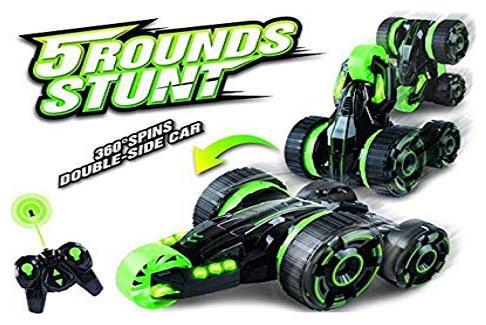 

New Toy chehar Enterprise 5 Rounds Stunt 360 Spins Double Side Remote Control Car (Multicolor)