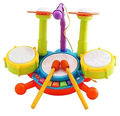 

NEw Toy chehar Enterprise Dynamic Fun Beats Jazz Musical Drum Set With MIC Toys Children (multicolor)
