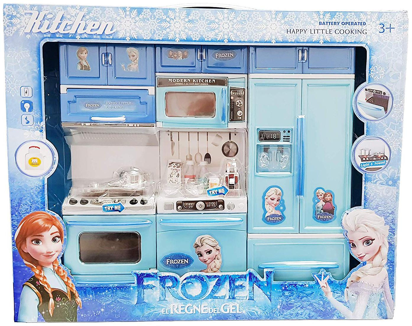 

New Toy chehar Enterprise Frozen Kitchen Play Set for Your Baby Girl Battery Operated Play Set with Refrigerator Accessories Fruits Music and Lights Pretend Play Toy Birthday Gift for Kids