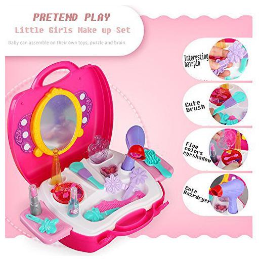 

New Toy chehar Enterprise Attractive Fashion Suitcase Pretend Play Makeup Accessories for Girls (21 pcs)(multicolor)