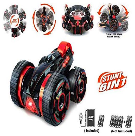 

New Toy chehar Enterprise Five Rounds Stunt Car Four Wheels Stunt Car Remote Control with LED Headlights High Speed 360 deg Rolling Rotating For Kids(multicolor)
