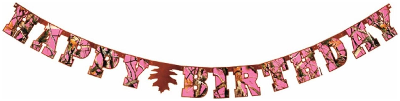 

Next Pink Camo Birthday Banner Camouflage Party Sign