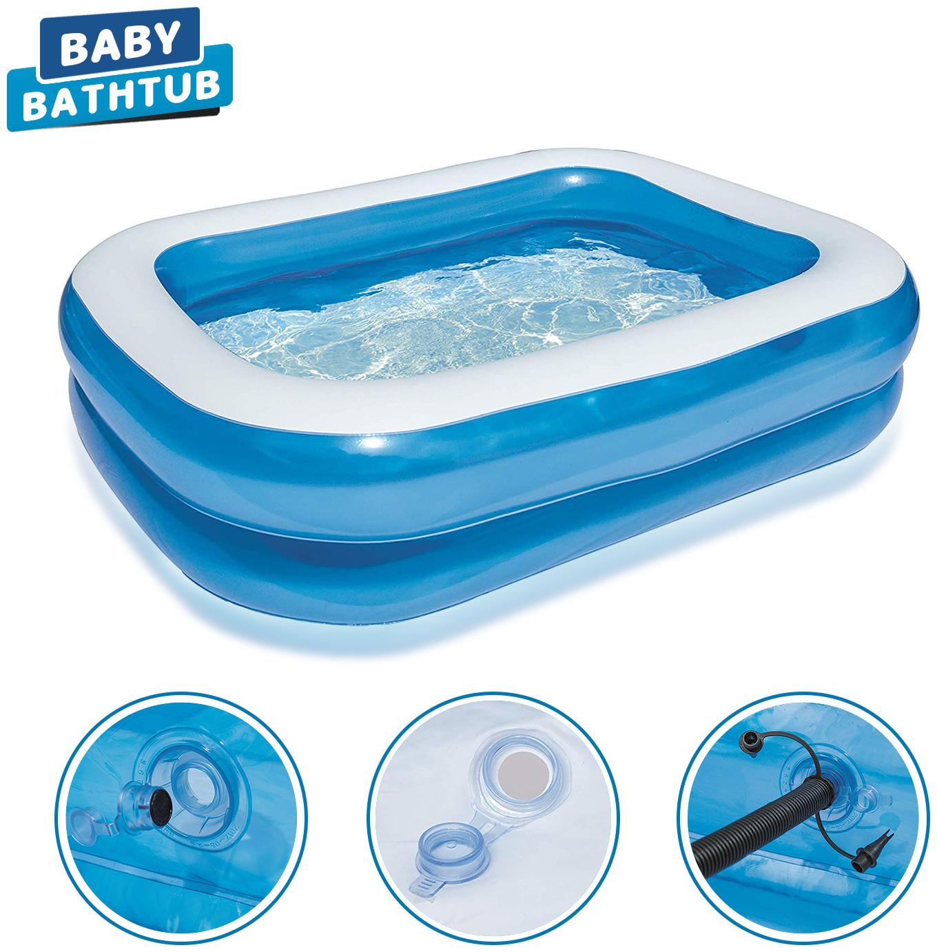

NHR Bestway 6 7Feet x 59 Inch x 20 inch 2 01M x 1 50M x 51cm Blue Rectangular Family Pool 2 Equal Rings Best for Family Pool
