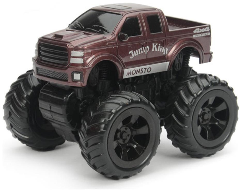 

NHR Mini Friction Powered Unbreakable Cars for Kids Big Rubber Tires Pull Back Monster Toy Car for Baby Boys (Brown)