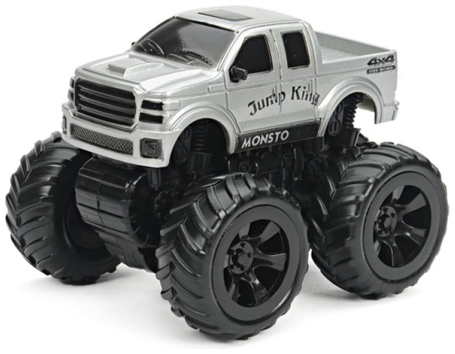 

NHR Mini Friction Powered Unbreakable Cars For Kids Big Rubber Tires Pull Back Monster Toy Car For Baby Boys (Silver)