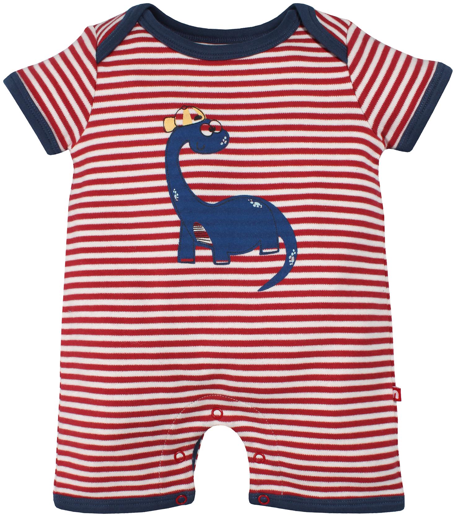 

Nino Bambino Unisex Cotton Striped Romper - Red