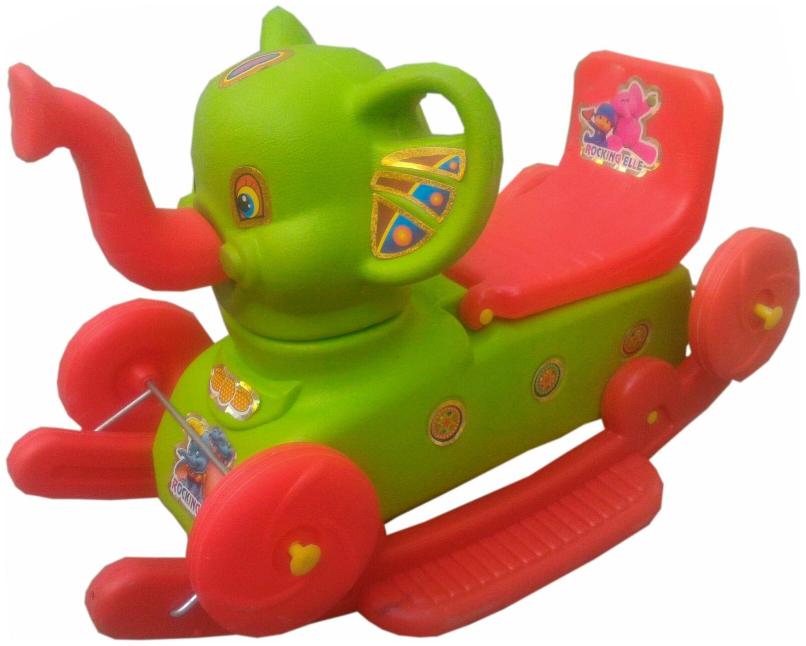 

Oh Baby Multi color Rocking Plastic Elephant With Wheel SE-RT-08