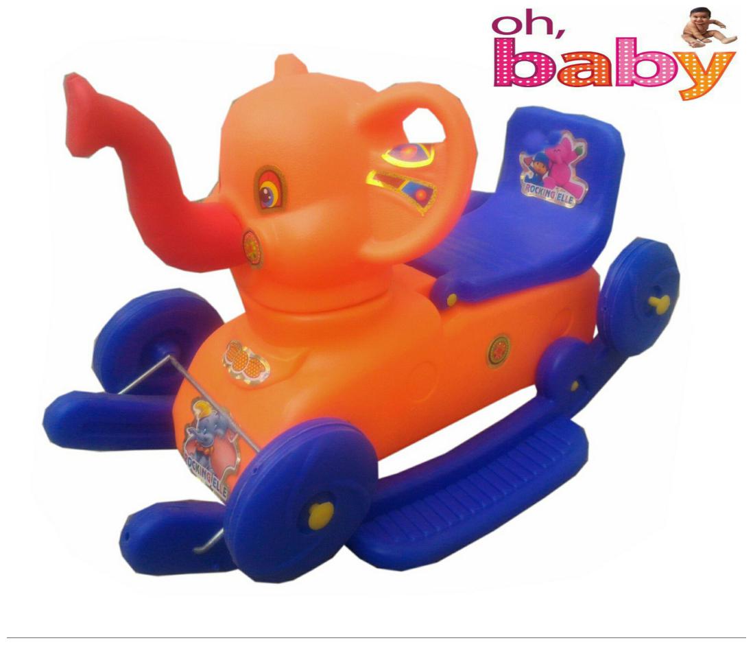 

Oh Baby Multi color Rocking Plastic Elephant With Wheel SE-RT-07