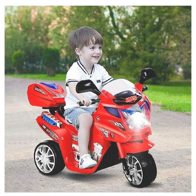 Oh Baby Baby Battery Operated Bike With Musical Sound And Back Basket 3-Wheel  Battery Operated Ride On Bike  With Music, Horn, Headlights With 25 Kg Weight Capacity For Your Kids