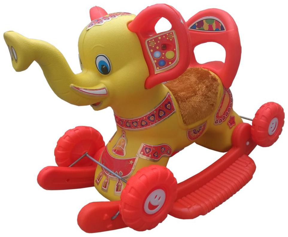 

Oh BabyMulticolor Rocking Plastic Elephant With Wheel SE-RT-36