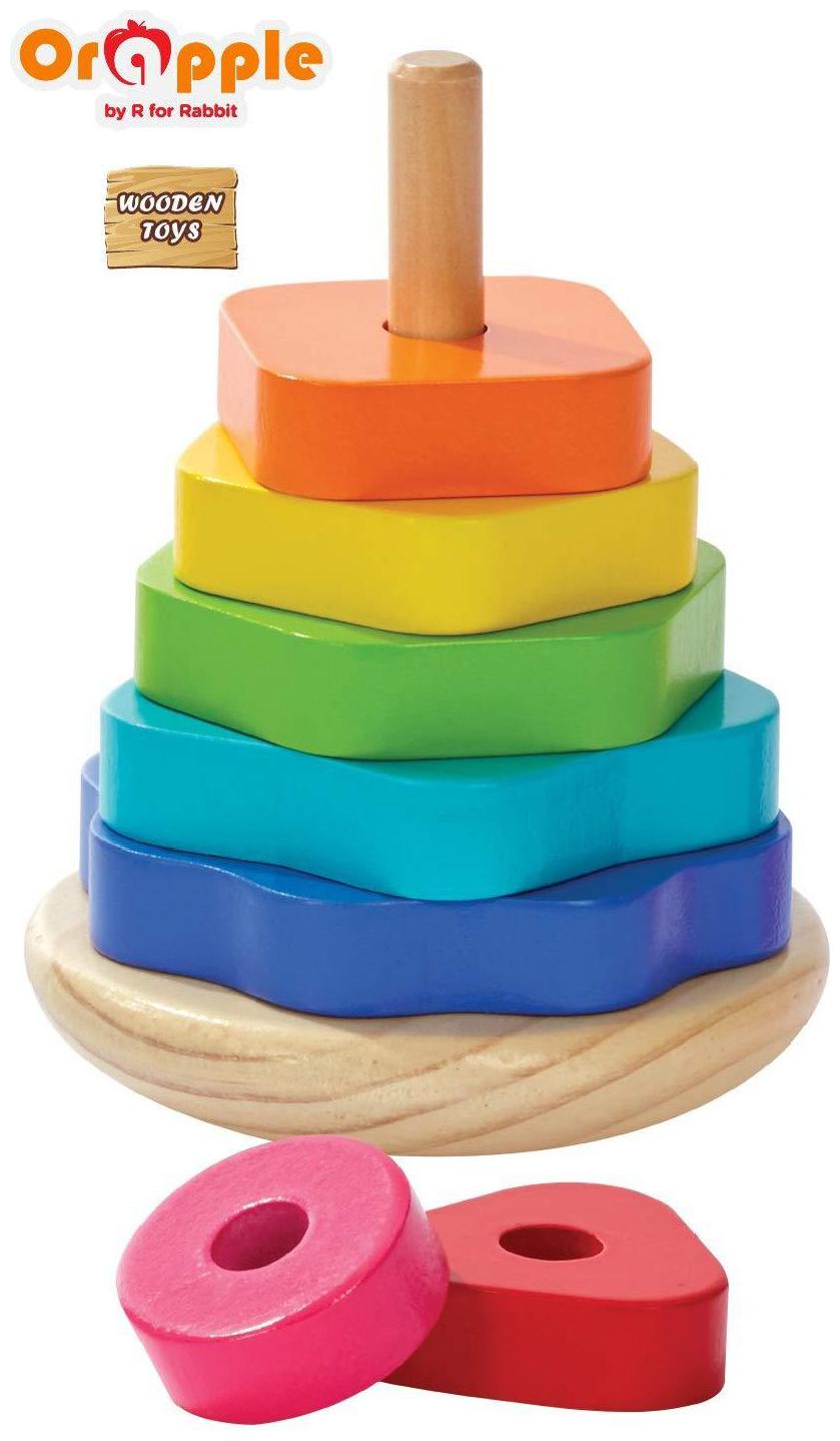 

Orapple Toys by R for Rabbit Shape Stacker Wooden Stacking Rings Toys for Babies Kids for Educational Learning Toys for Boys Girls of 1 2 3 4 Yrs old age (Multicolor)