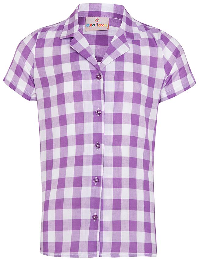 

OXOLLOXO Girl Cotton Checked Shirt - Purple